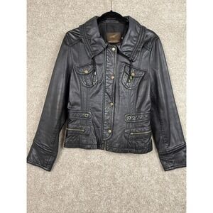 Tucano FRANCE PECKERWOOD STOCK LIMITED Women's Black Leather Moto Jacket